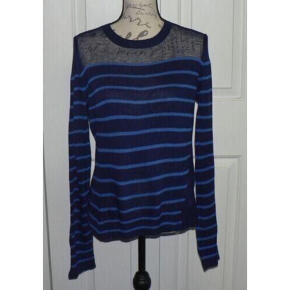 John + Jenn Lightweigh Crewneck Striped Sweater in Blue Scale Small MSRP $118 - Picture 1 of 5